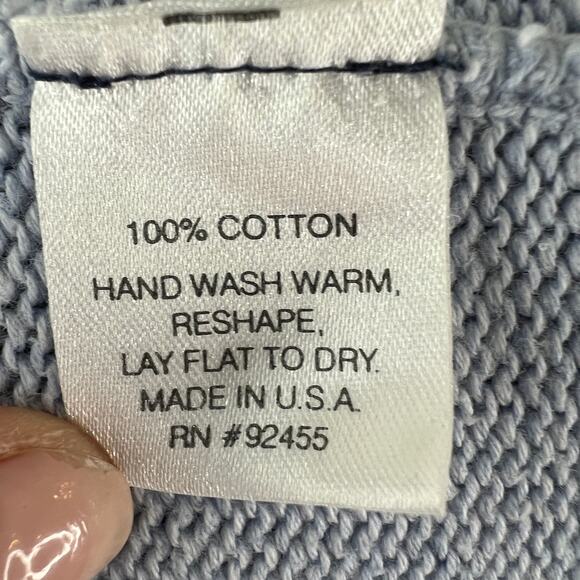 COUSIN JOHNNY Light Blue Knit Sweater Cotton Long Sleeve Pullover Size L Large - Picture 10 of 11